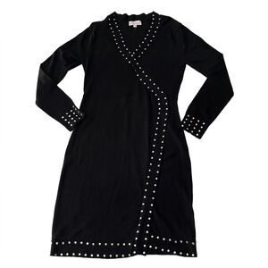Linea Donna Black Wrap Look Knit Sweater Dress